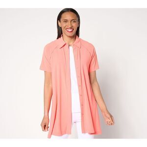 Women Control Women's Top Sz M Trim Detail Tunic Pink A648204